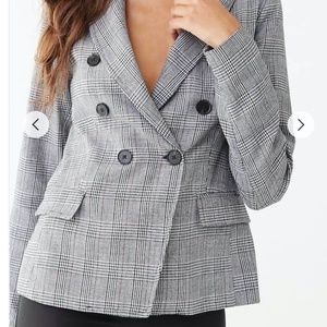 Forever 21 Small Glen plaid double breasted blazer